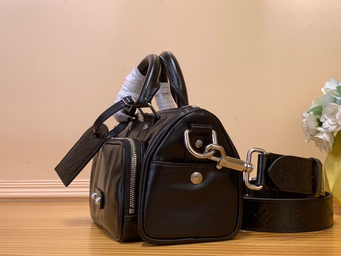 LV KEEPALL BANDOULIERE 25 JMLT CUIR DE VEAU NOIR 205345