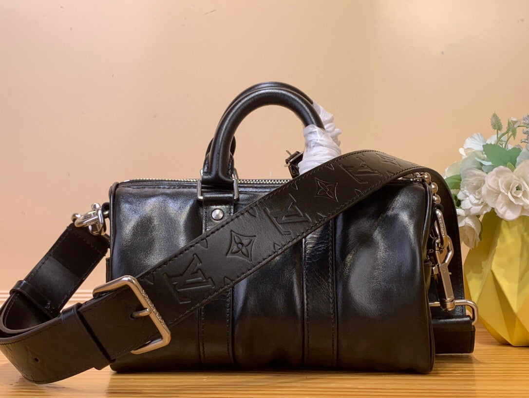 LV KEEPALL BANDOULIERE 25 JMLT CUIR DE VEAU NOIR 205345