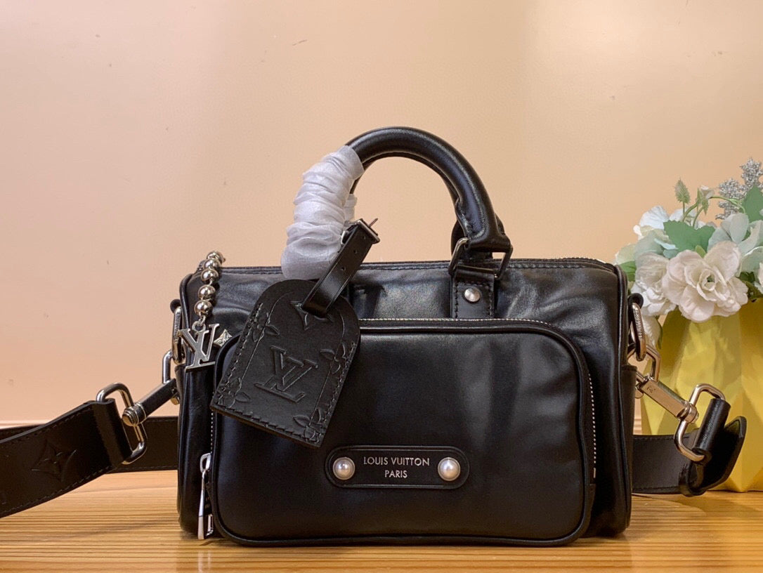 LV KEEPALL BANDOULIERE 25 JMLT CUIR DE VEAU NOIR 205345