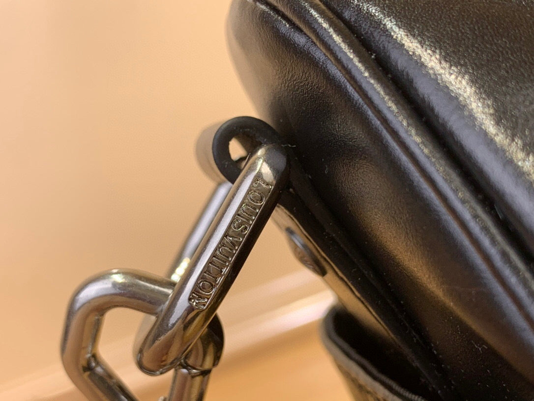 LV KEEPALL BANDOULIERE 25 JMLT BLACK CALFSKIN 205345