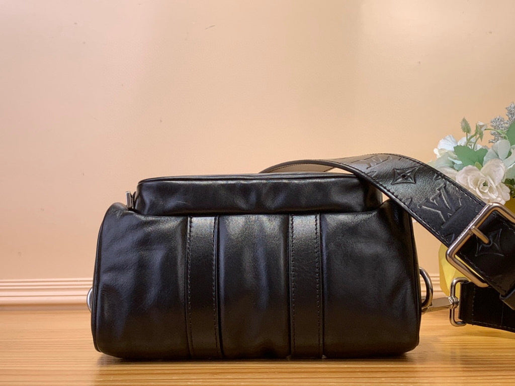 LV KEEPALL BANDOULIERE 25 JMLT BLACK CALFSKIN 205345