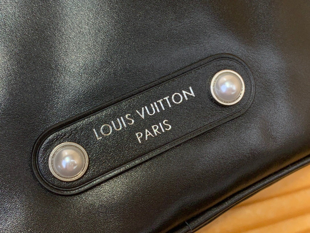 LV KEEPALL BANDOULIERE 25 JMLT BLACK CALFSKIN 205345