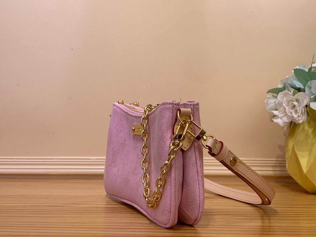 LV LIV POCHETTE HR ROSE PASTEL MONOGRAMME DENIM 205437