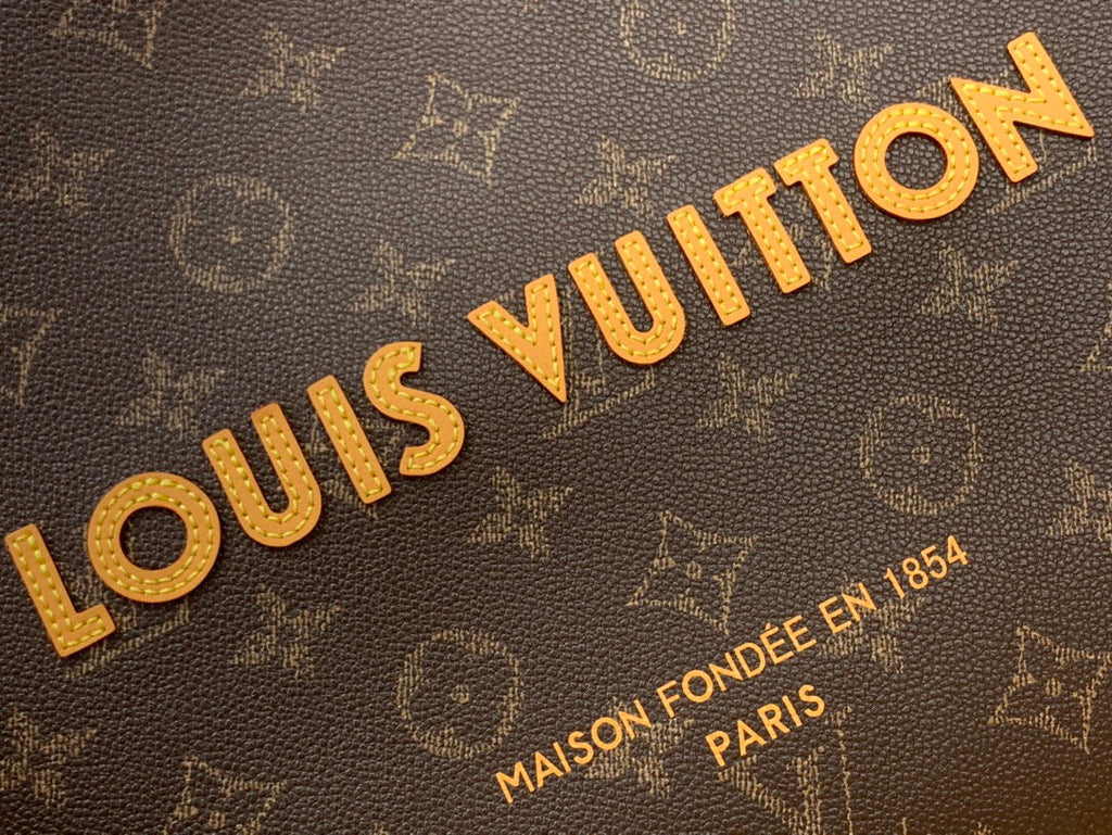 Sac cabas Louis Vuitton MM 40 cm en cuir de veau monogrammé marron 205583