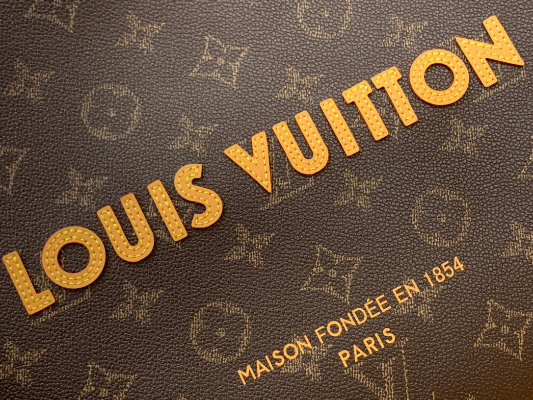 Sac cabas Louis Vuitton MM 40 cm en cuir de veau monogrammé marron 205583