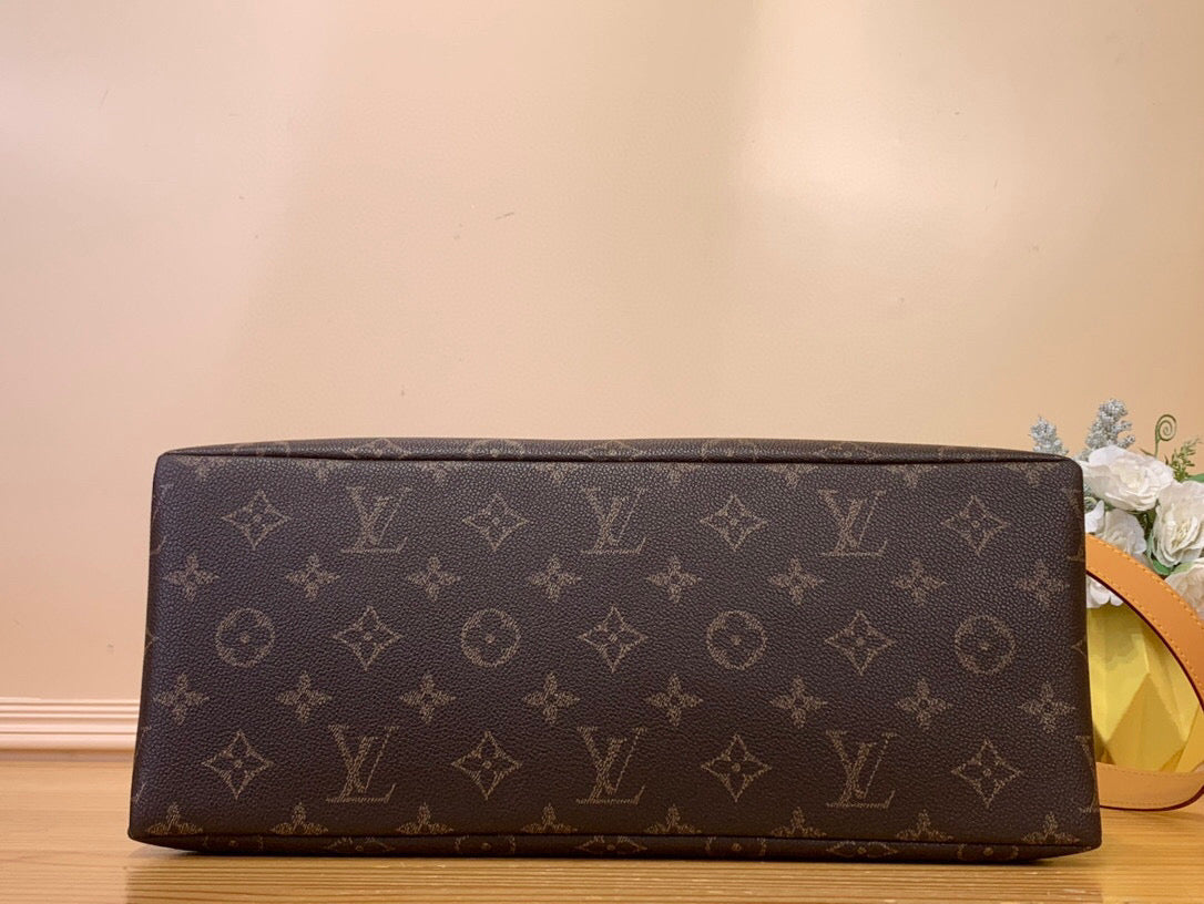 Sac cabas Louis Vuitton MM 40 cm en cuir de veau monogrammé marron 205583