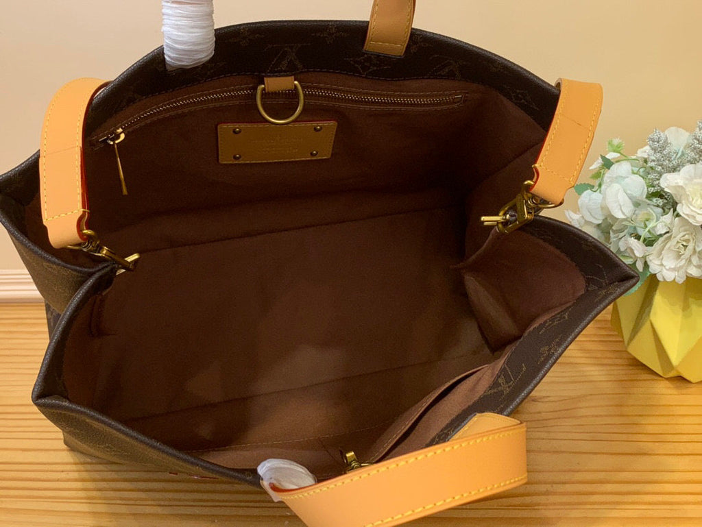Sac cabas Louis Vuitton MM 40 cm en cuir de veau monogrammé marron 205583