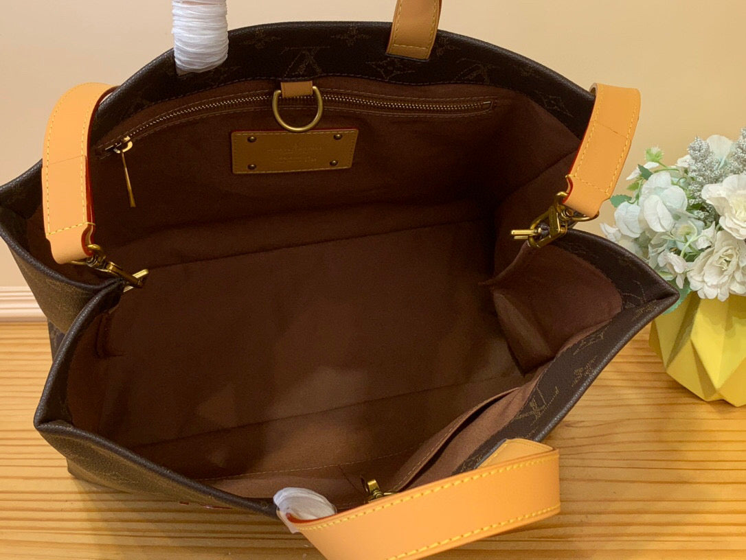 Sac cabas Louis Vuitton MM 40 cm en cuir de veau monogrammé marron 205583