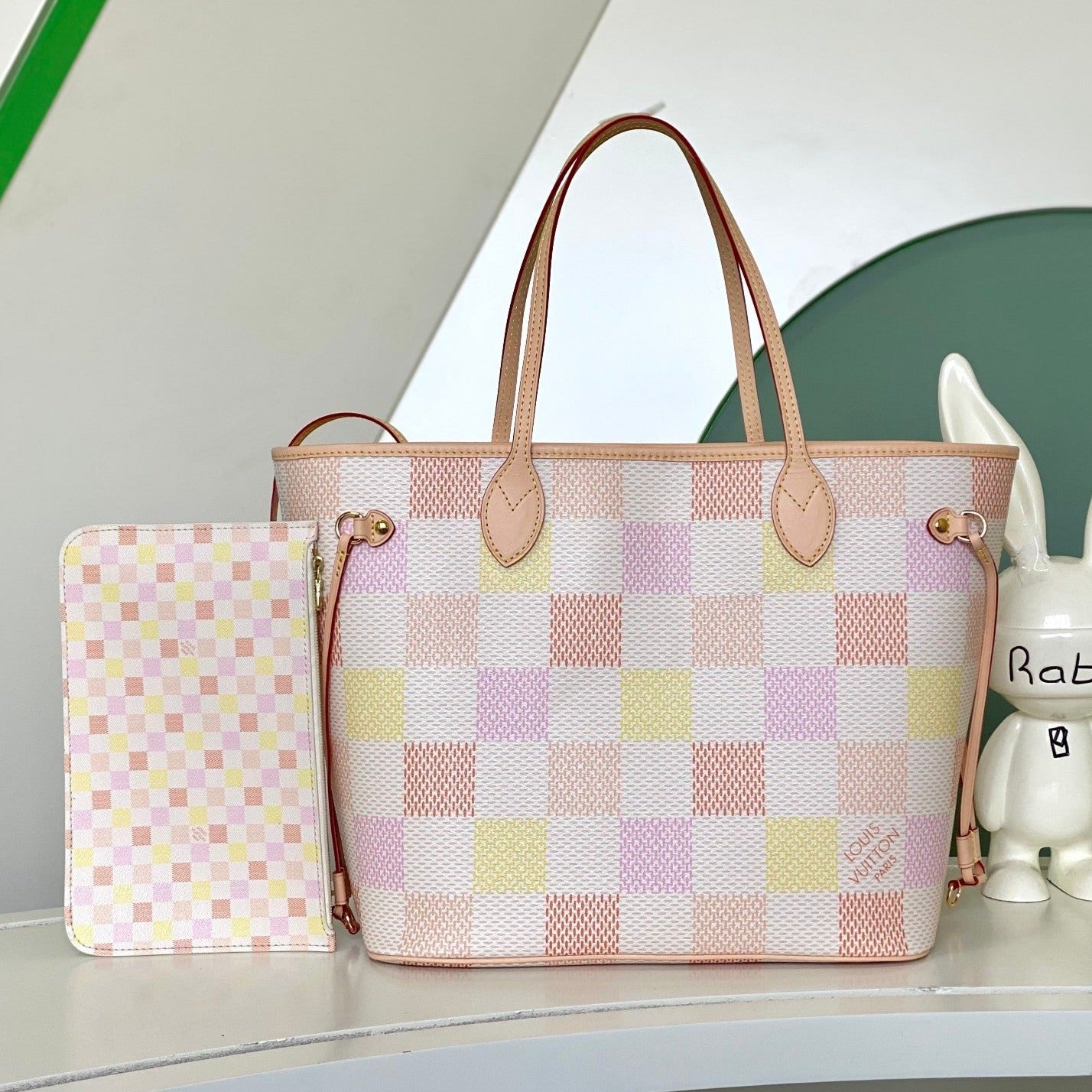 NEVERFULL MM 31 PEACH DAMIER TOILE COASTED