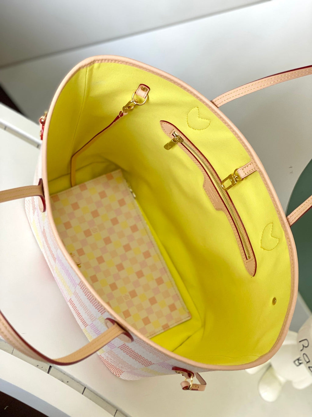 NEVERFULL MM 31 PEACH DAMIER TOILE COASTED