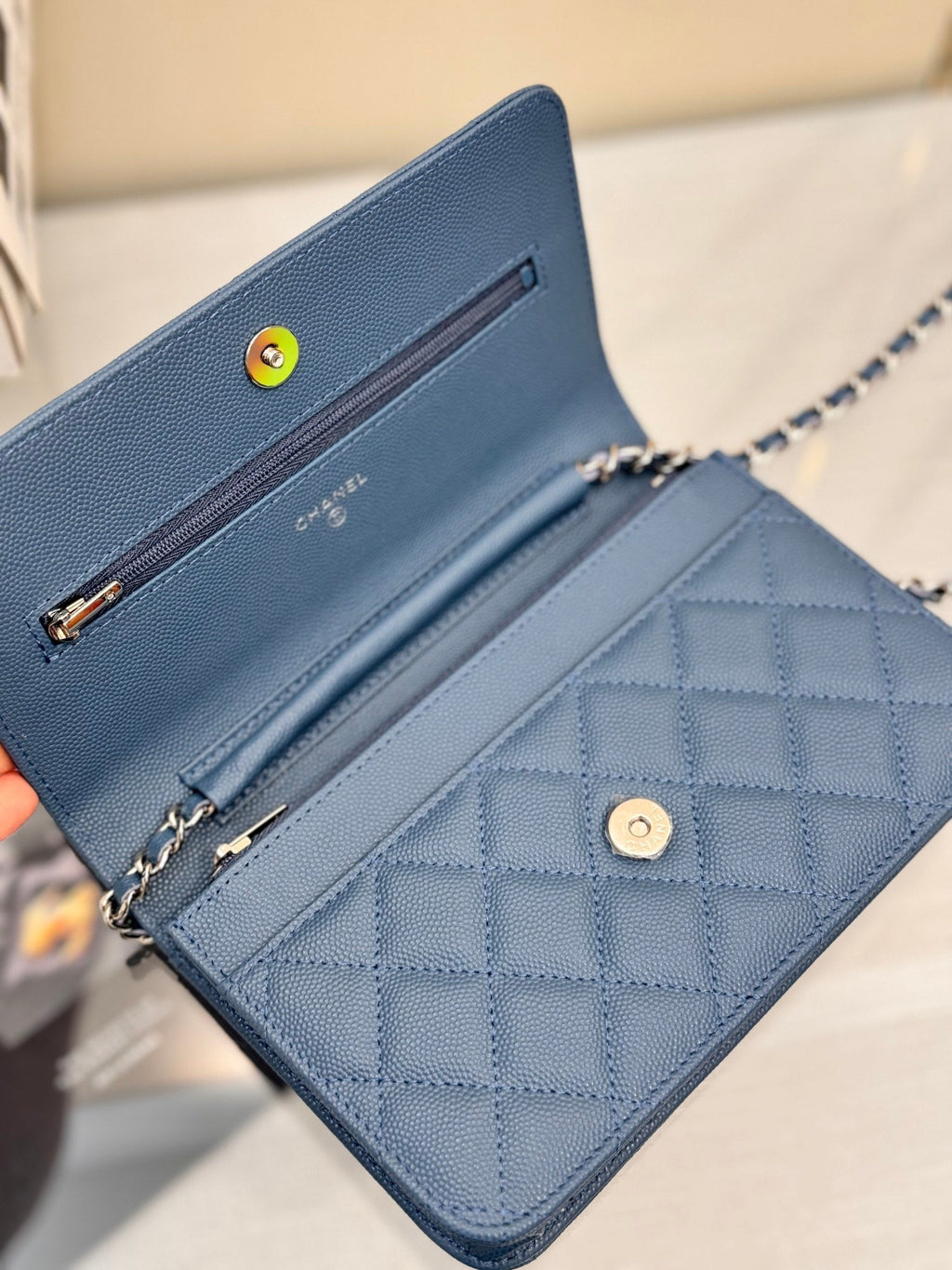 WOC 19CM BLEU JEAN CAVIAR QUINCAILLERIE ARGENTÉE