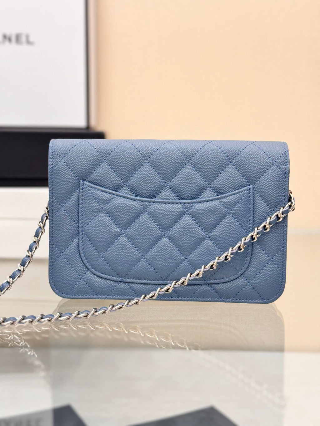 WOC 19CM BLEU JEAN CAVIAR QUINCAILLERIE ARGENTÉE