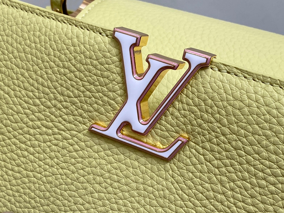 CAPUCINES MM 31,5 CUIR TAURILLON JAUNE QUINCAILLERIE DORÉ