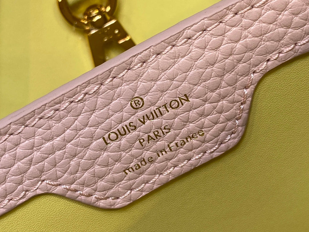 CAPUCINES MM 31.5 YELLOW TAURILLON LEATHER GOLD HARDWARE