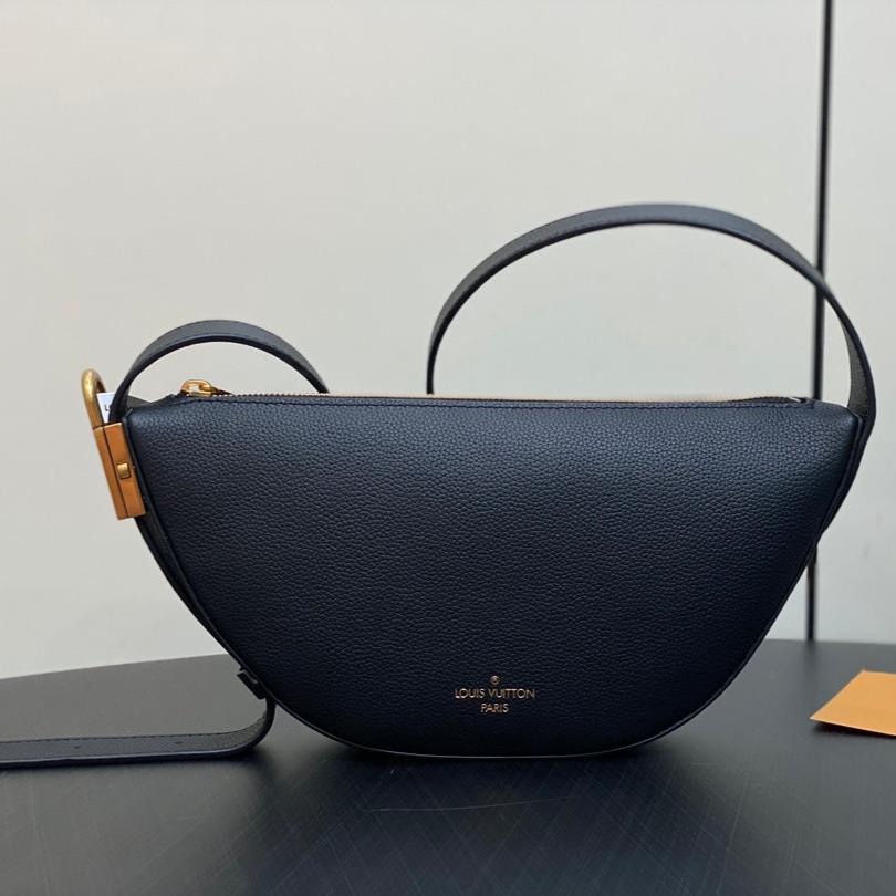 SAC BANANE LOW KEY 28CM EN CUIR DE VEAU NOIR