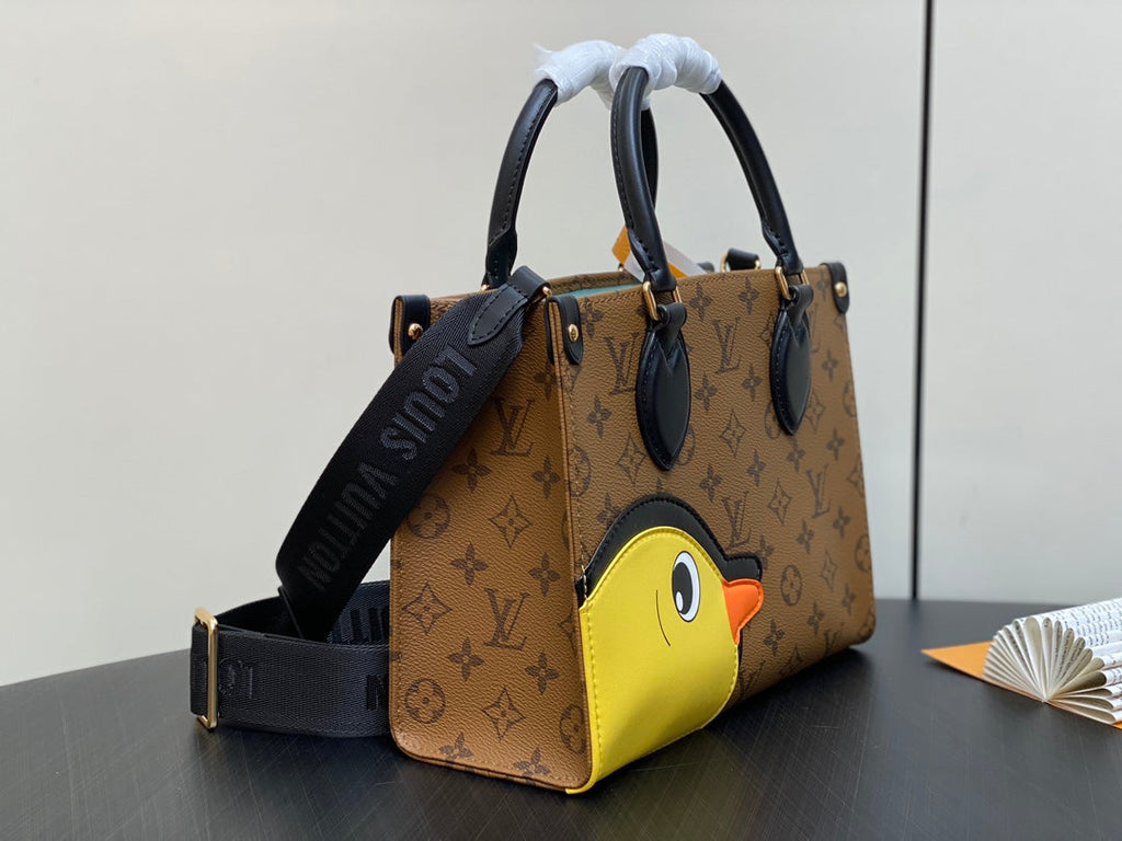 ONTHEGO PM 25CM TOILE MONOGRAMME MARRON CANARD 