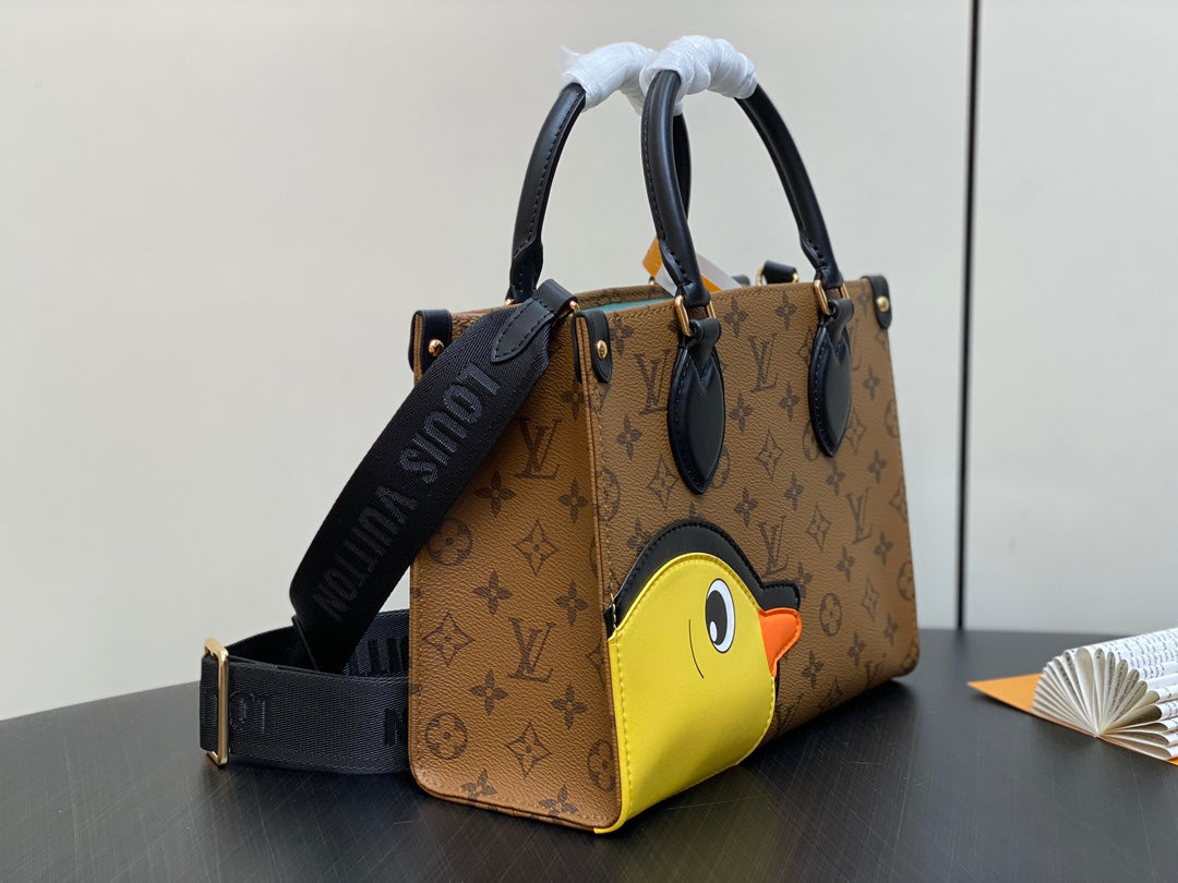 ONTHEGO PM 25CM TOILE MONOGRAMME MARRON CANARD 
