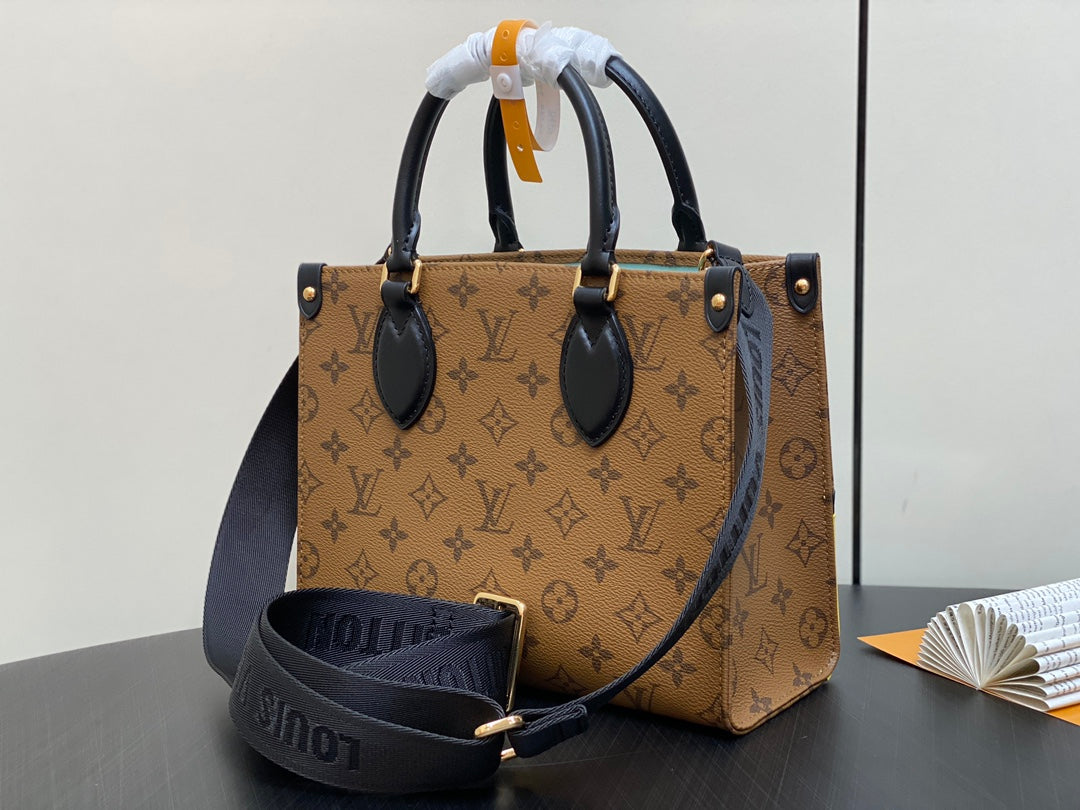 ONTHEGO PM 25CM TOILE MONOGRAMME MARRON CANARD 