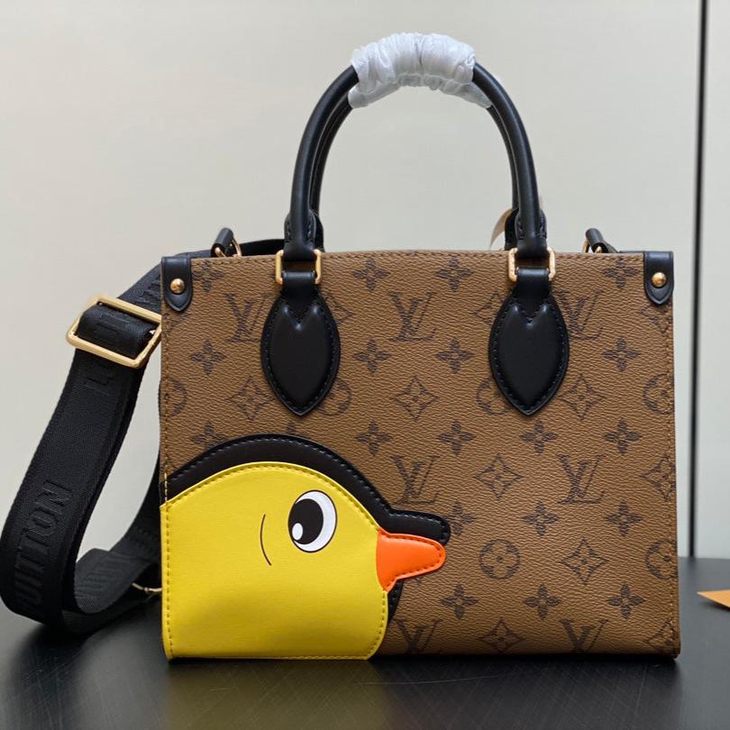 ONTHEGO PM 25CM TOILE MONOGRAMME MARRON CANARD 