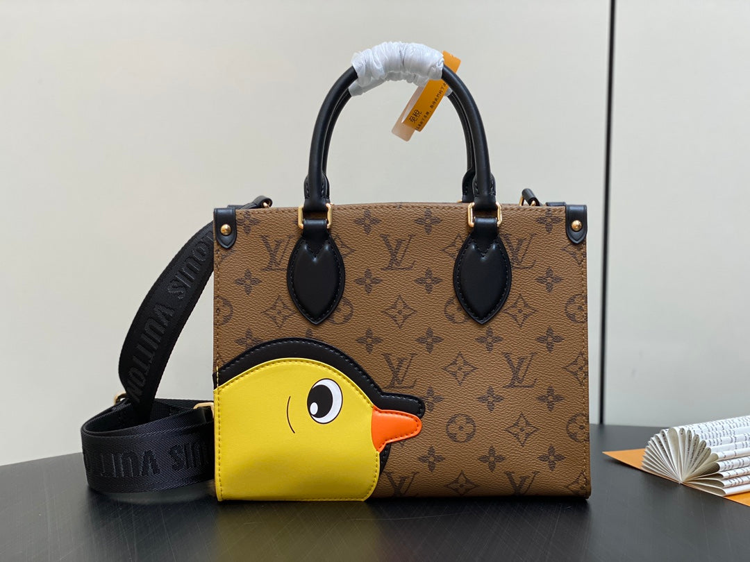 ONTHEGO PM 25CM TOILE MONOGRAMME MARRON CANARD 