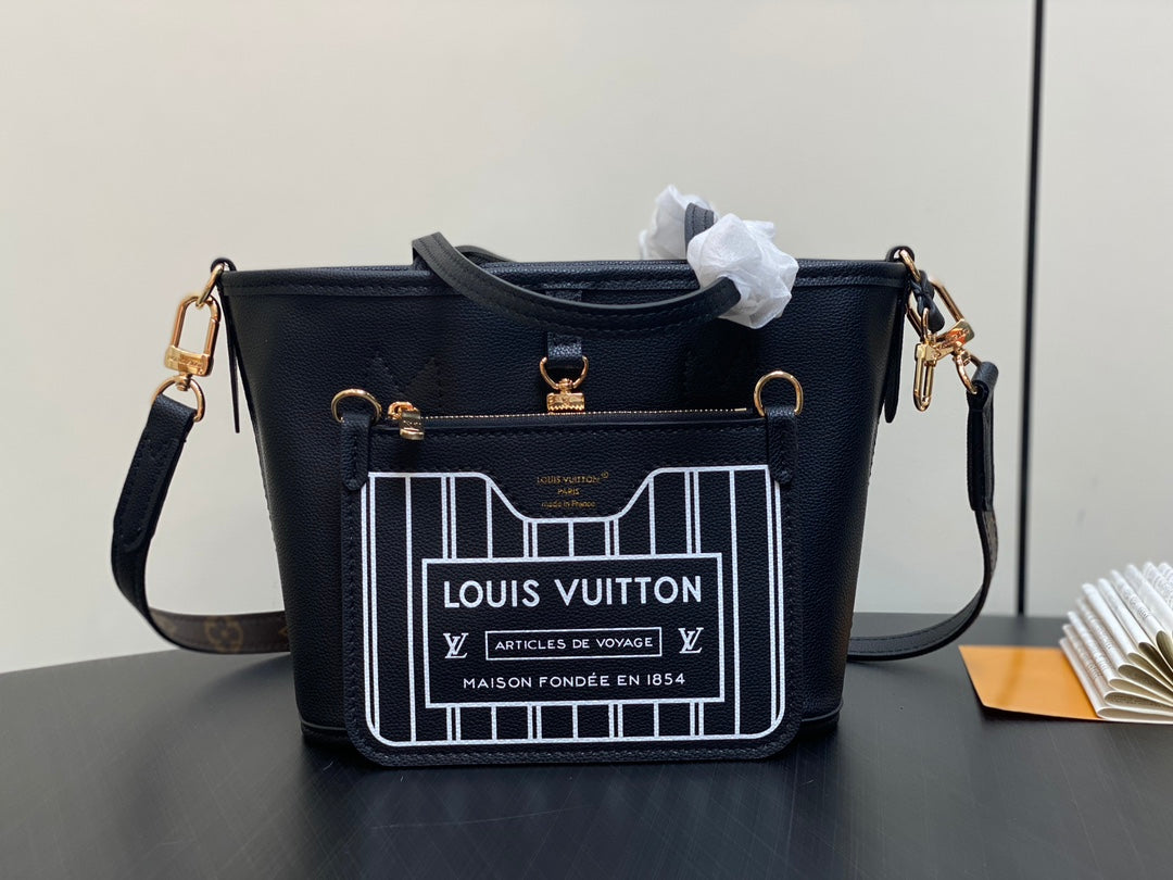 NEVERFULL 24 BANDOULIÈRE INSIDE OUT BB CUIR DE VEAU NOIR 