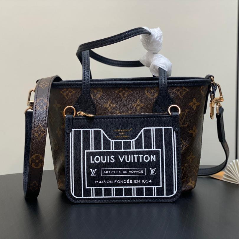 NEVERFULL 24 BANDOULIÈRE INSIDE OUT BB CUIR DE VEAU NOIR 
