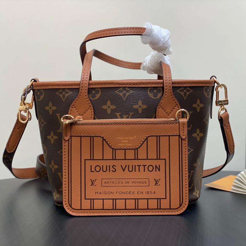 NEVERFULL 24 BANDOULIÈRE INSIDE OUT BB CUIR DE VEAU MARRON 