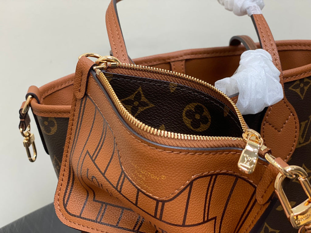 NEVERFULL 24 BANDOULIÈRE INSIDE OUT BB CUIR DE VEAU MARRON 