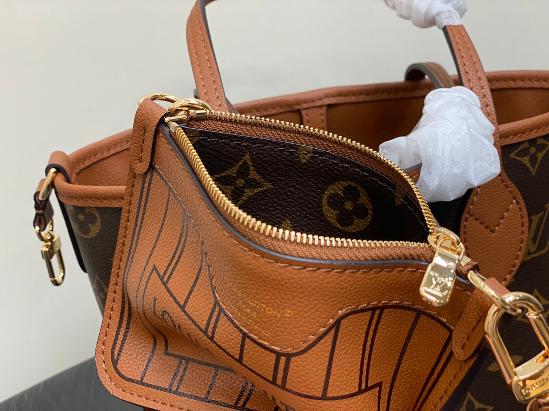 NEVERFULL 24 BANDOULIÈRE INSIDE OUT BB CUIR DE VEAU MARRON 
