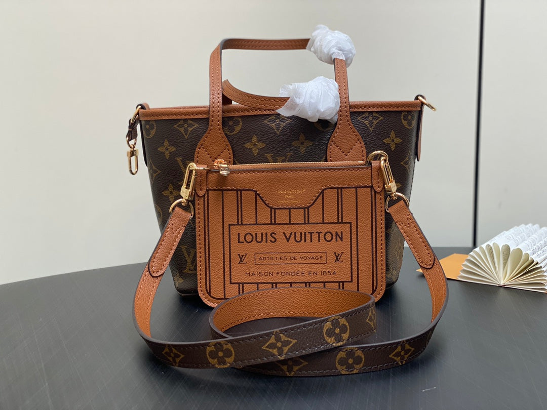 NEVERFULL 24 BANDOULIÈRE INSIDE OUT BB CUIR DE VEAU MARRON 