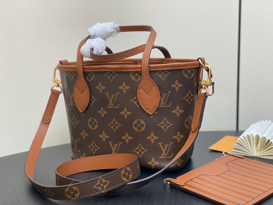 NEVERFULL 24 BANDOULIÈRE INSIDE OUT BB CUIR DE VEAU MARRON 