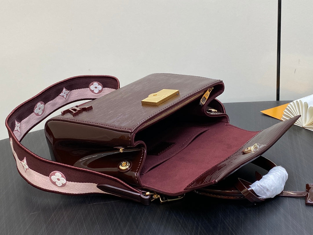 CLUNY MINI 20CM BORDEAUX CUIR DE VEAU ÉPI
