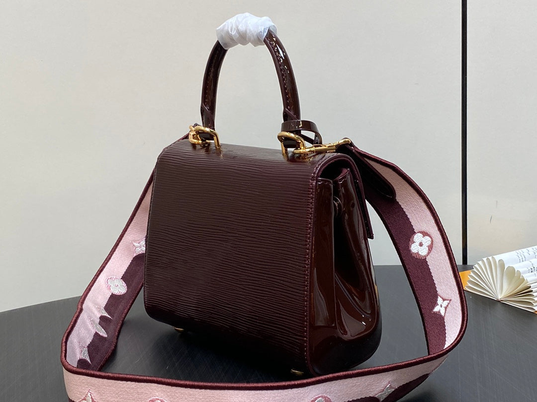CLUNY MINI 20CM BORDEAUX CUIR DE VEAU ÉPI