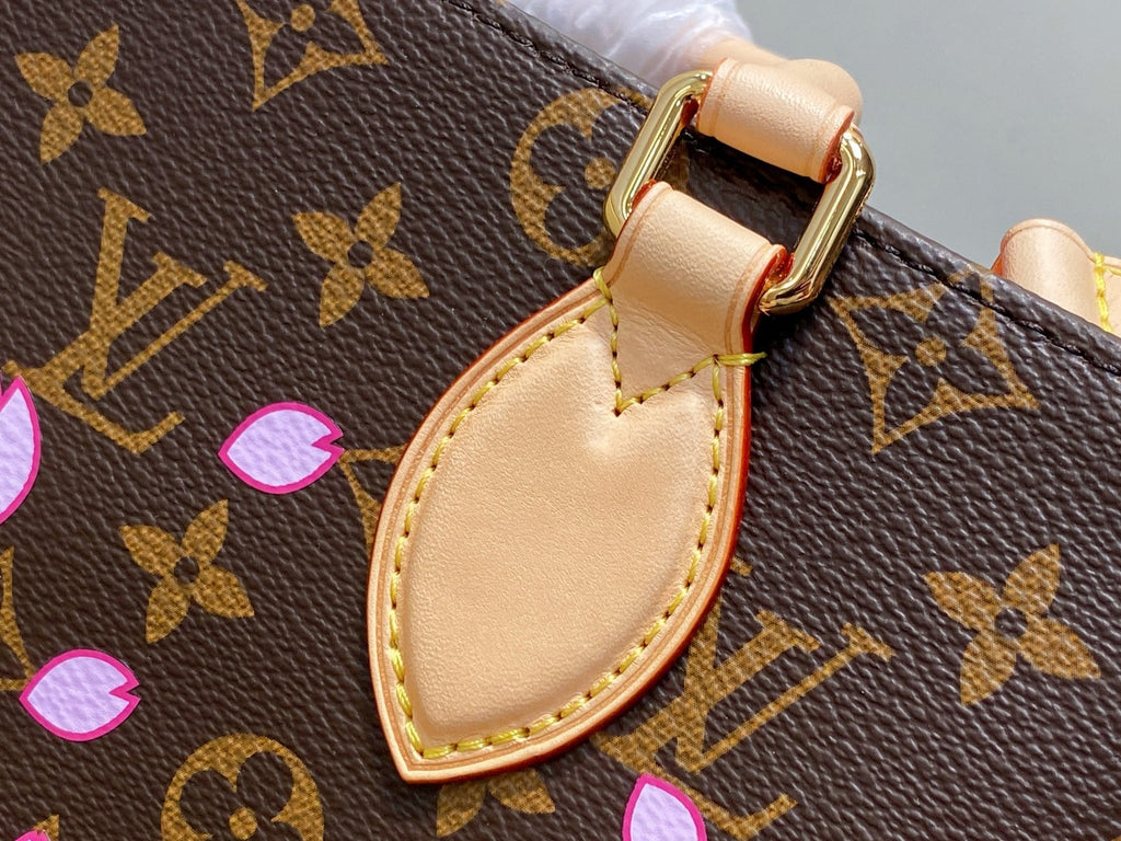LV X TM ONTHEGO PM 25CM TOILE MONOGRAMME SAKURA MARRON FLEUR DE CERISIER