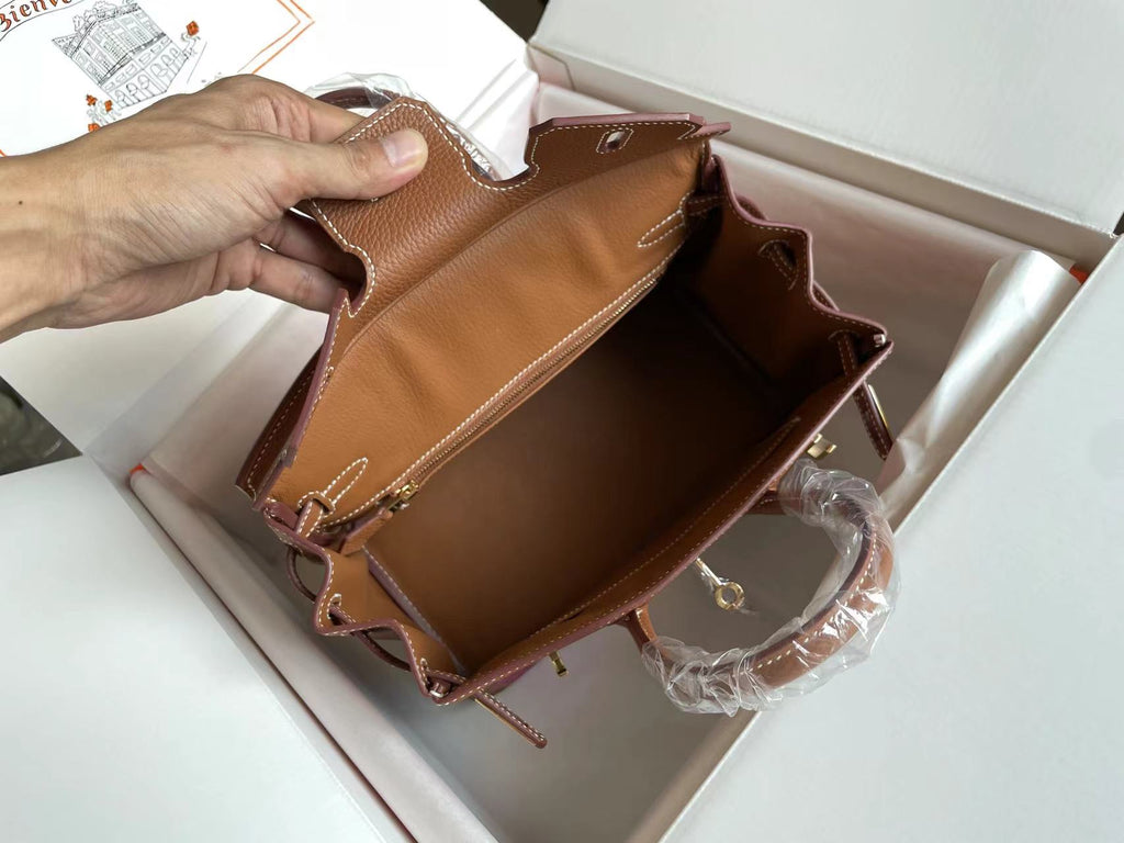 SAC BIRKIN 25 EN CUIR DE VEAU MARRON CHOCOLAT AVEC AUTOCOLLANT COLORÉ (FABRIQUÉ SUR COMMANDE)