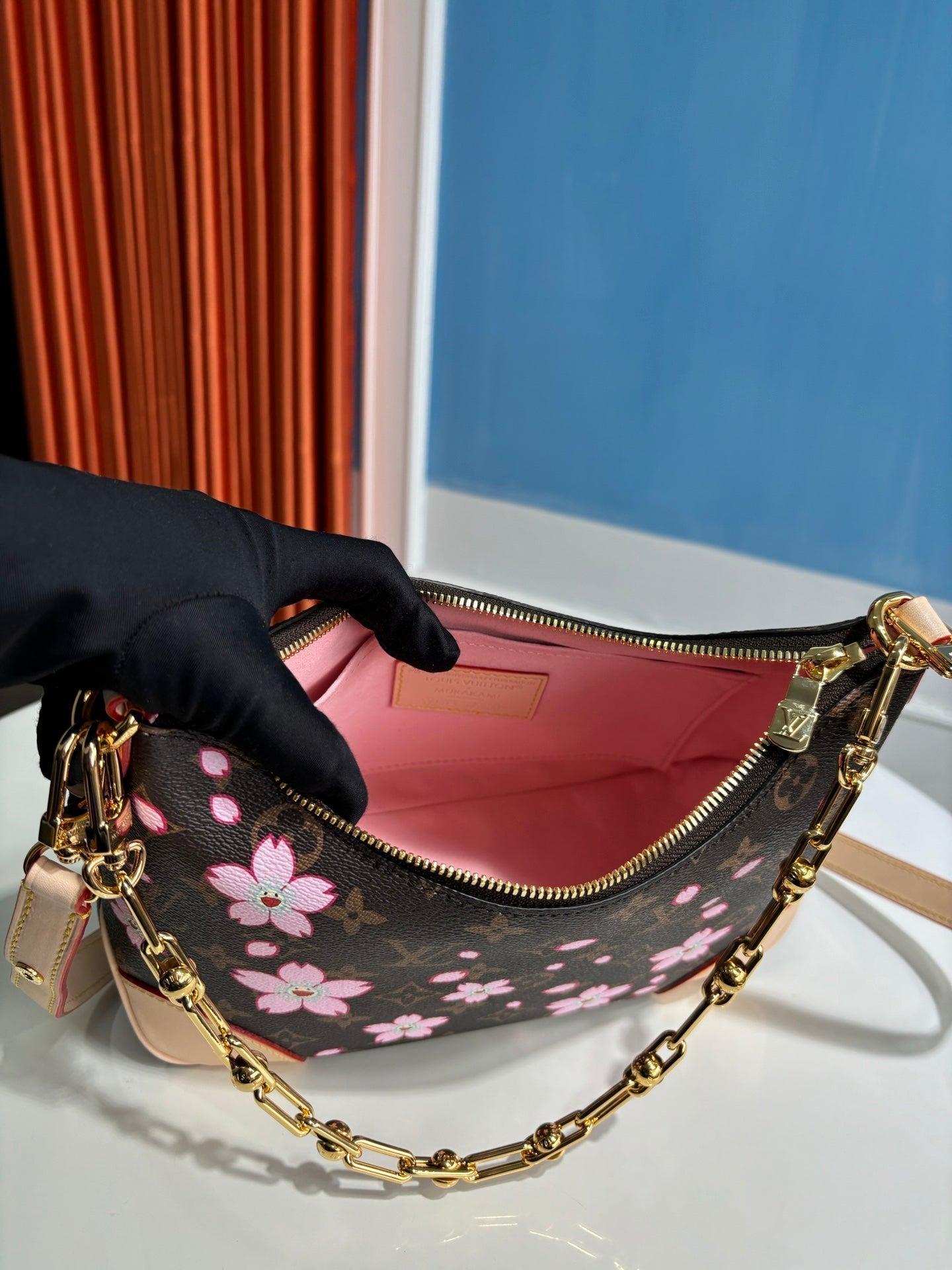 LV X TM BOULOGNE PM 29CM TOILE MONOGRAMME SAKURA MARRON FLEUR DE CERISIER