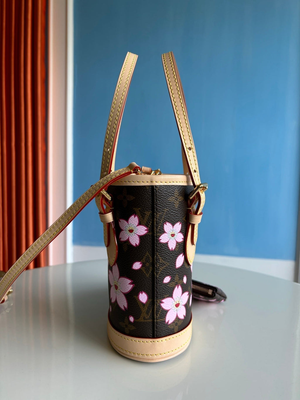 SEAU LV X TM NANO 17 CM TOILE MONOGRAMME FLEUR DE CERISIER MARRON SAKURA
