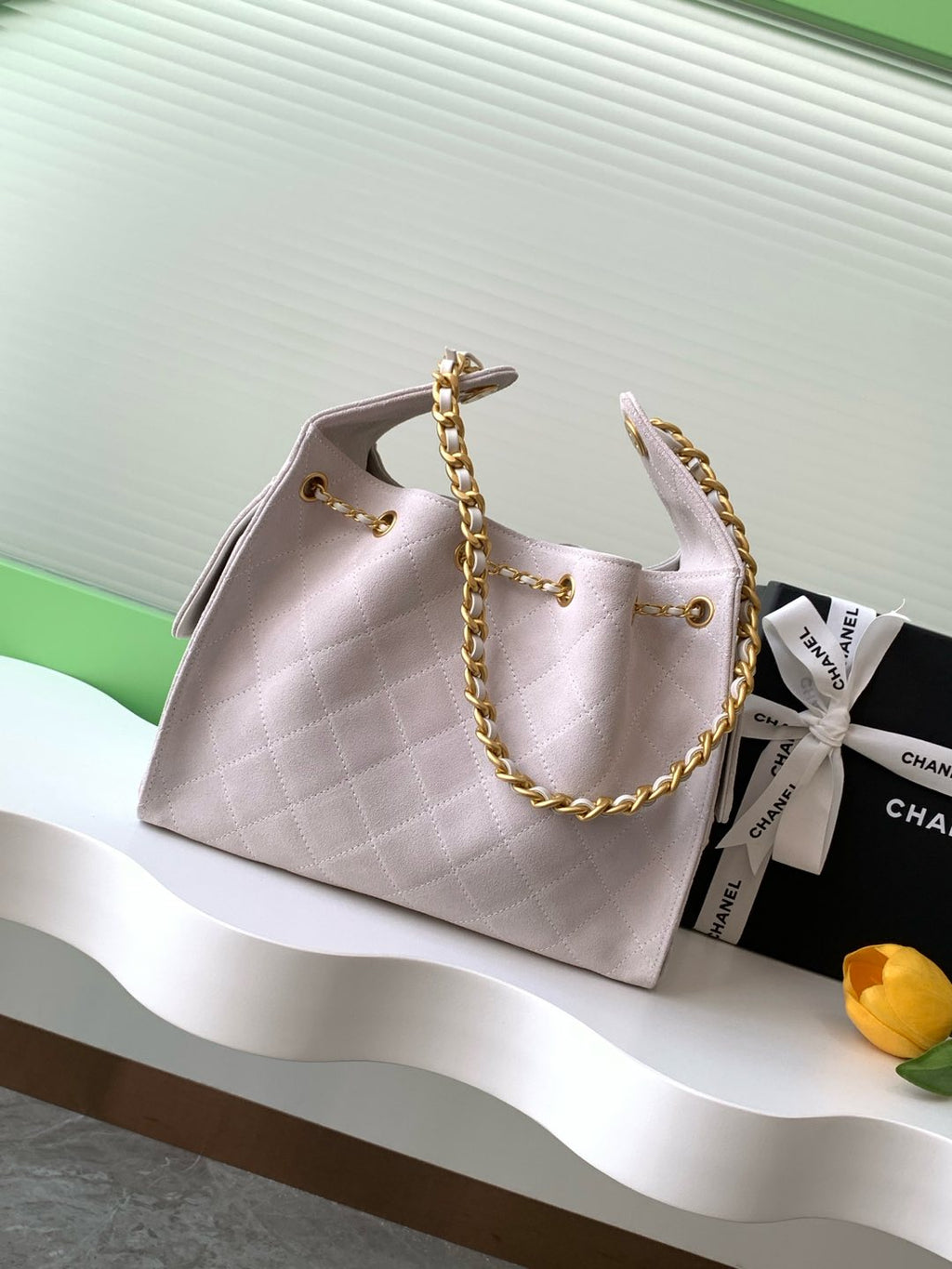 CC 25C HOBO BAG 30CM LIGHT PINK SUEDE