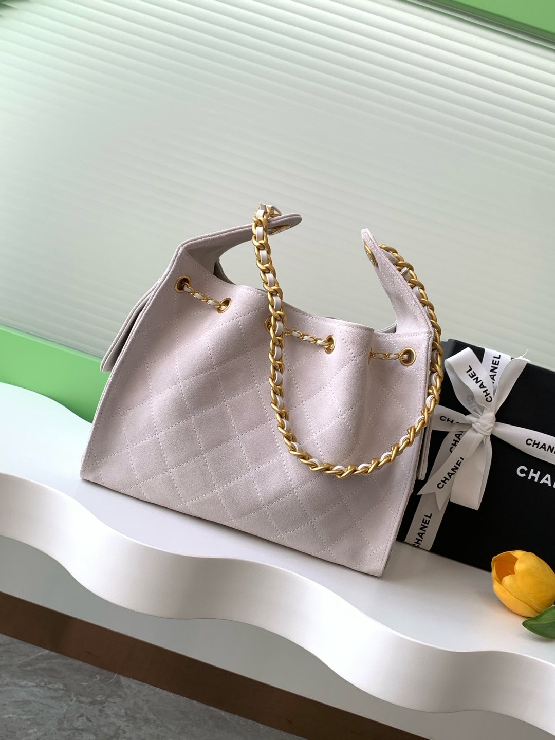 CC 25C HOBO BAG 30CM LIGHT PINK SUEDE