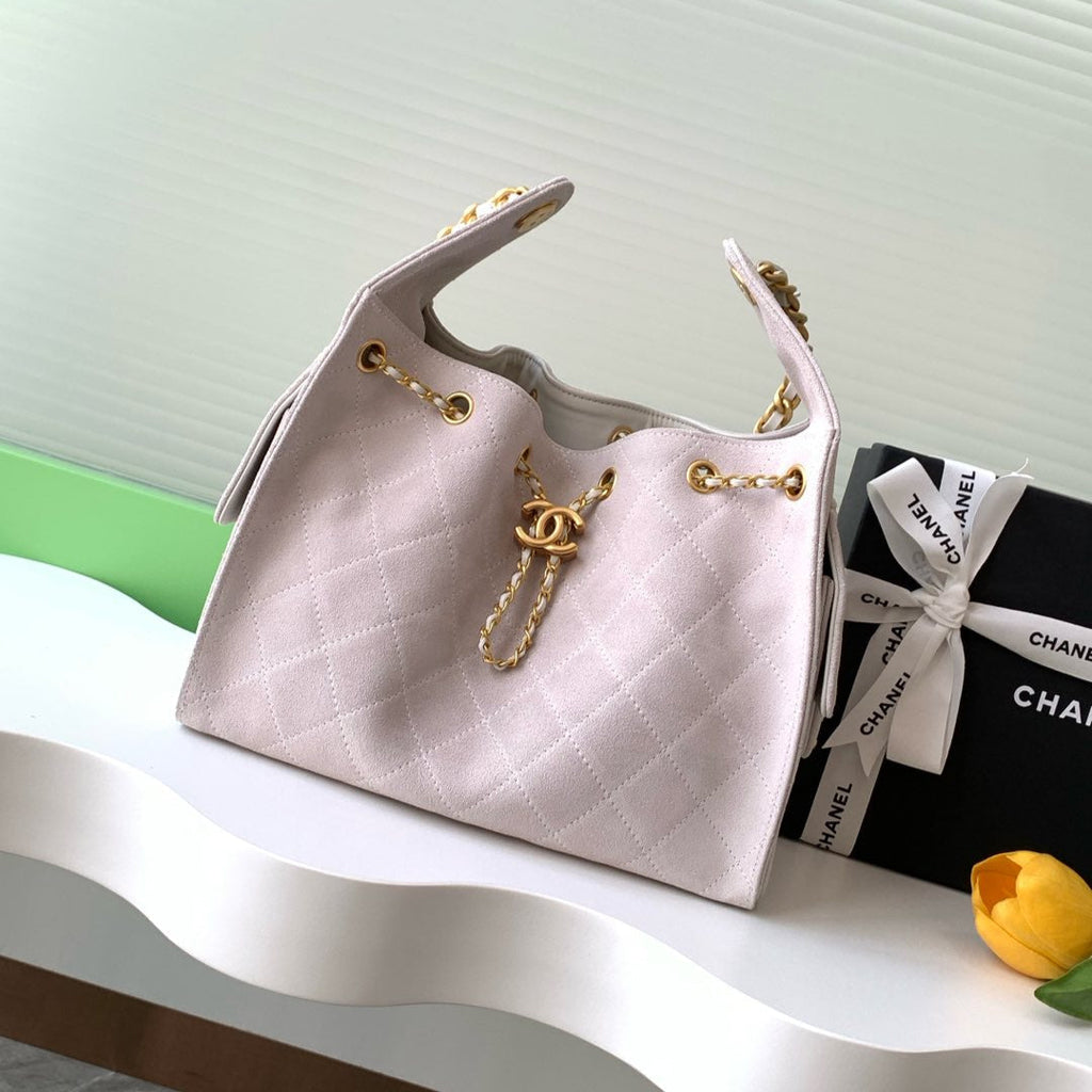 CC 25C HOBO BAG 30CM LIGHT PINK SUEDE