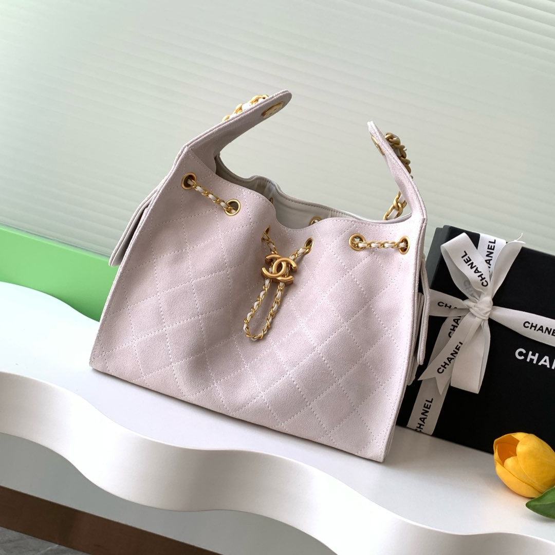 SAC HOBO CC 25C 30CM EN DAIM ROSE CLAIR