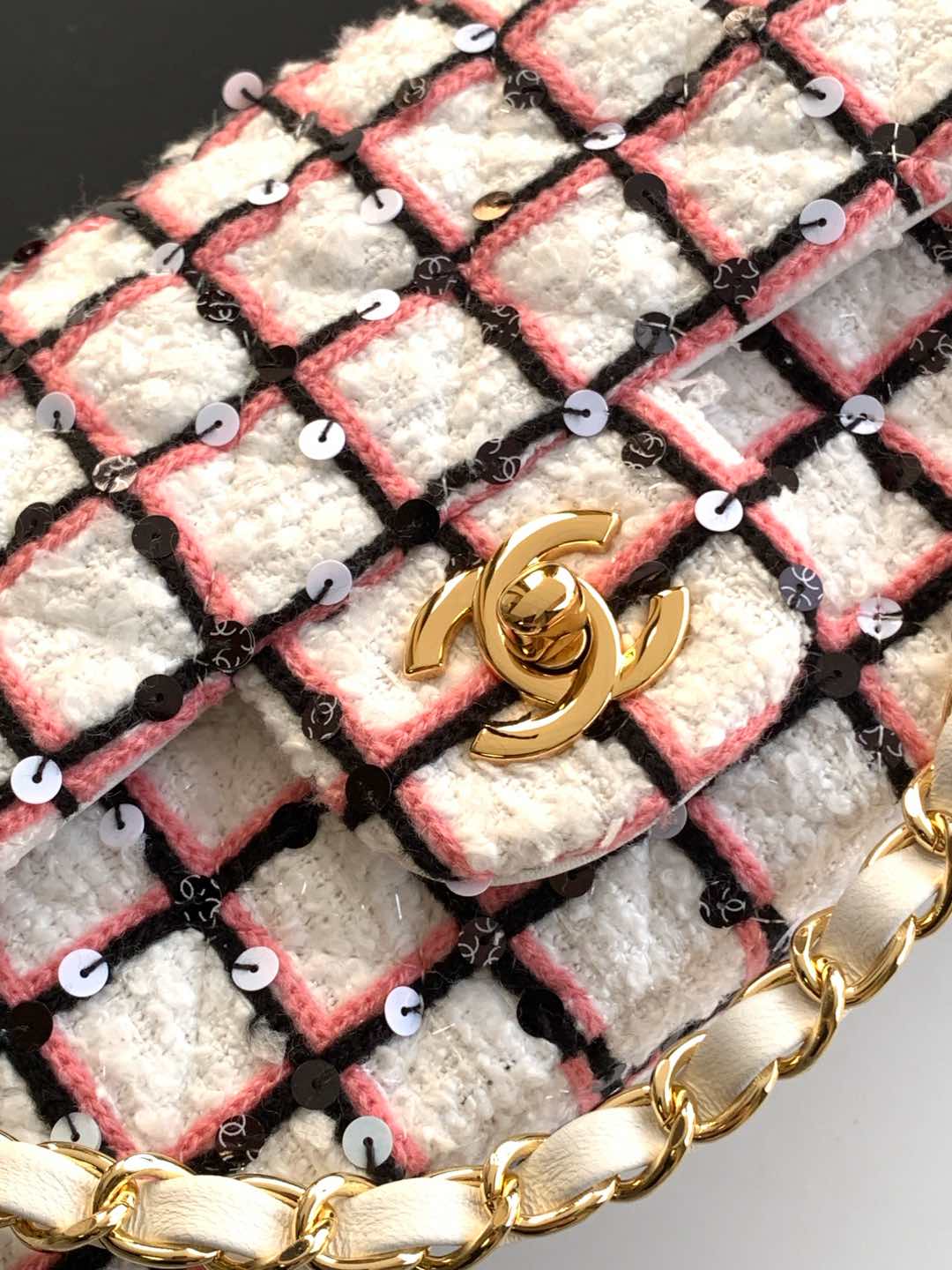 CC 25C ROSE BLANC NOIR TWEED QUINCAILLERIE OR