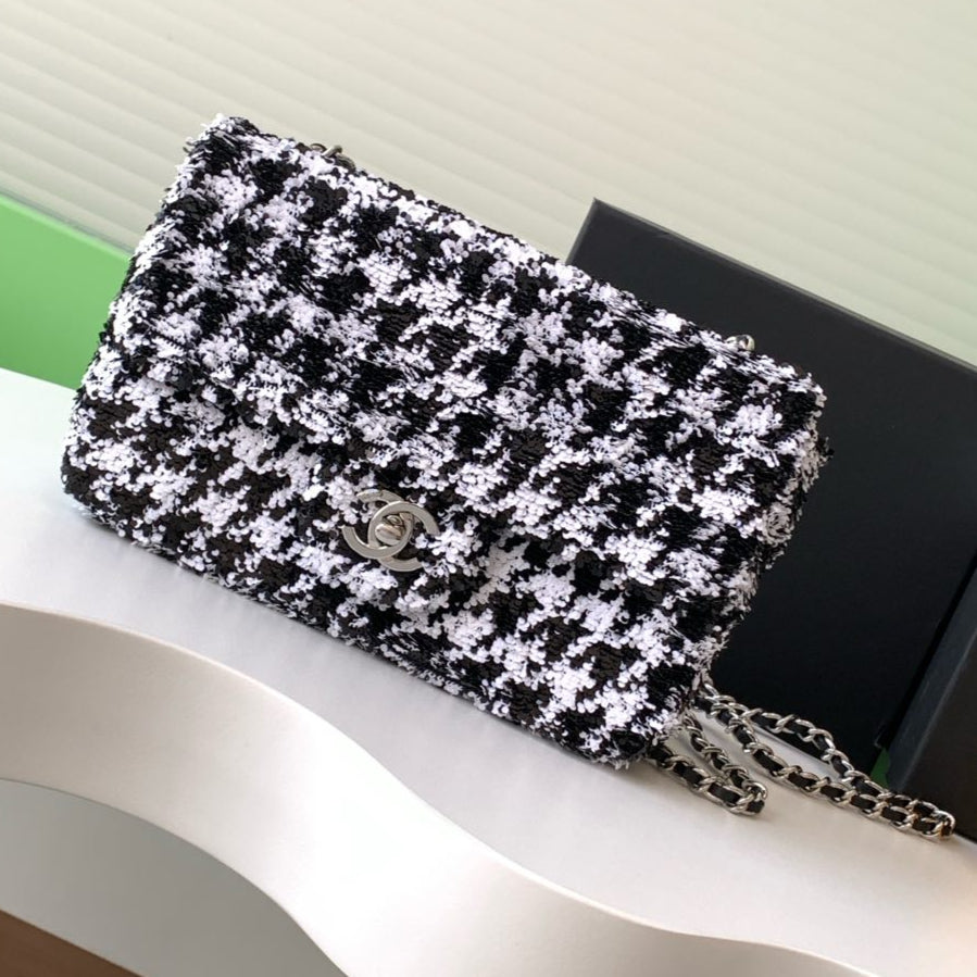 CC 25C BLANC NOIR PAILLETTES ARGENT QUINCAILLERIE