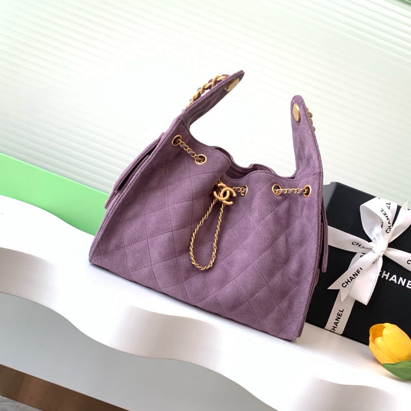 SAC HOBO CC 25C 30CM EN DAIM VIOLET