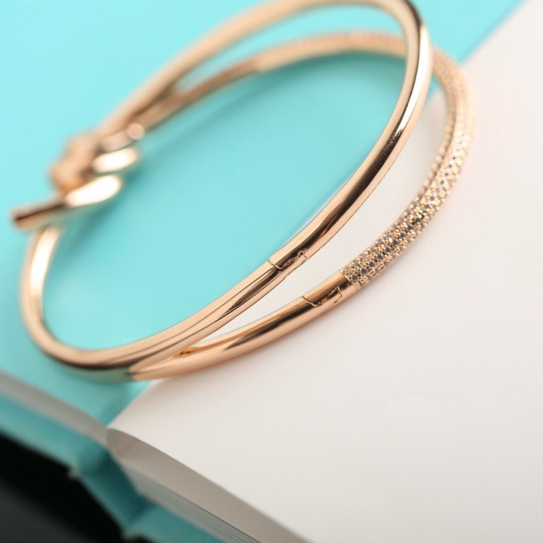 KNOT DOUBLE ROW ROSE GOLD DIAMOND BRACELET