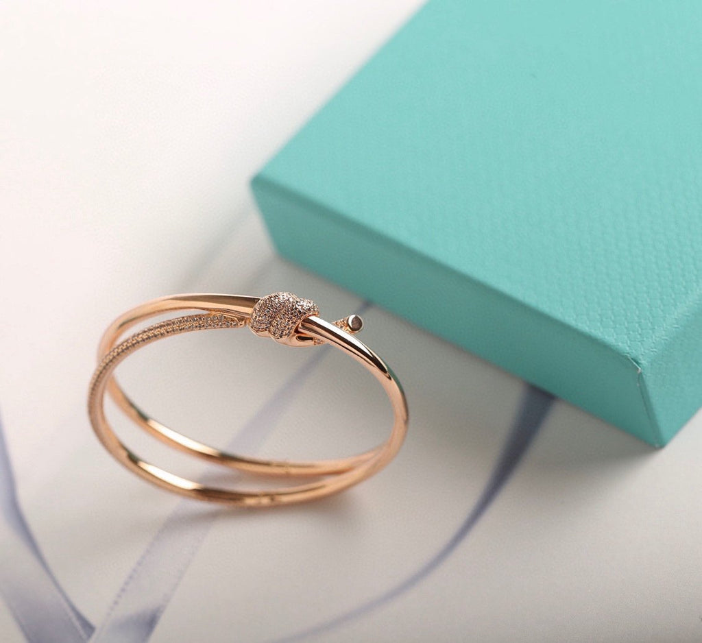 KNOT DOUBLE ROW ROSE GOLD DIAMOND BRACELET