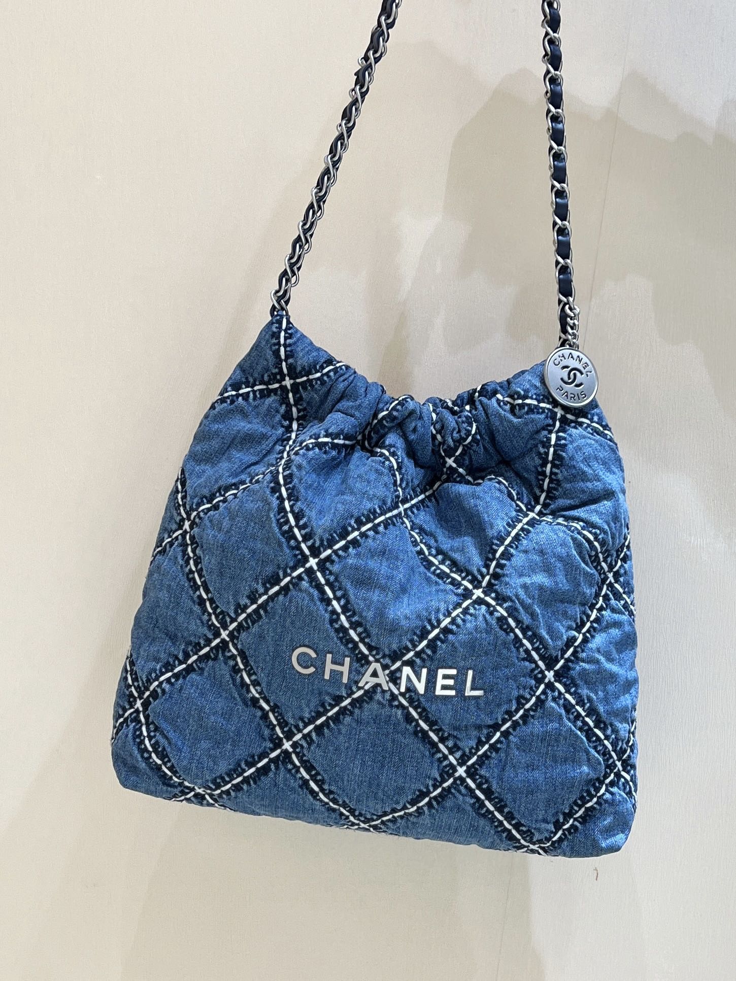 CC 24P STITCHED DENIM SILVER HARDWARE