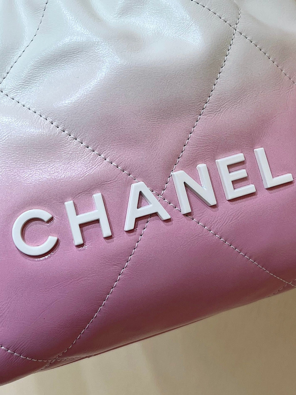CC22 MINI HOBO BAG 20CM PINK WHITE LAMBSKIN SILVER HARDWARE