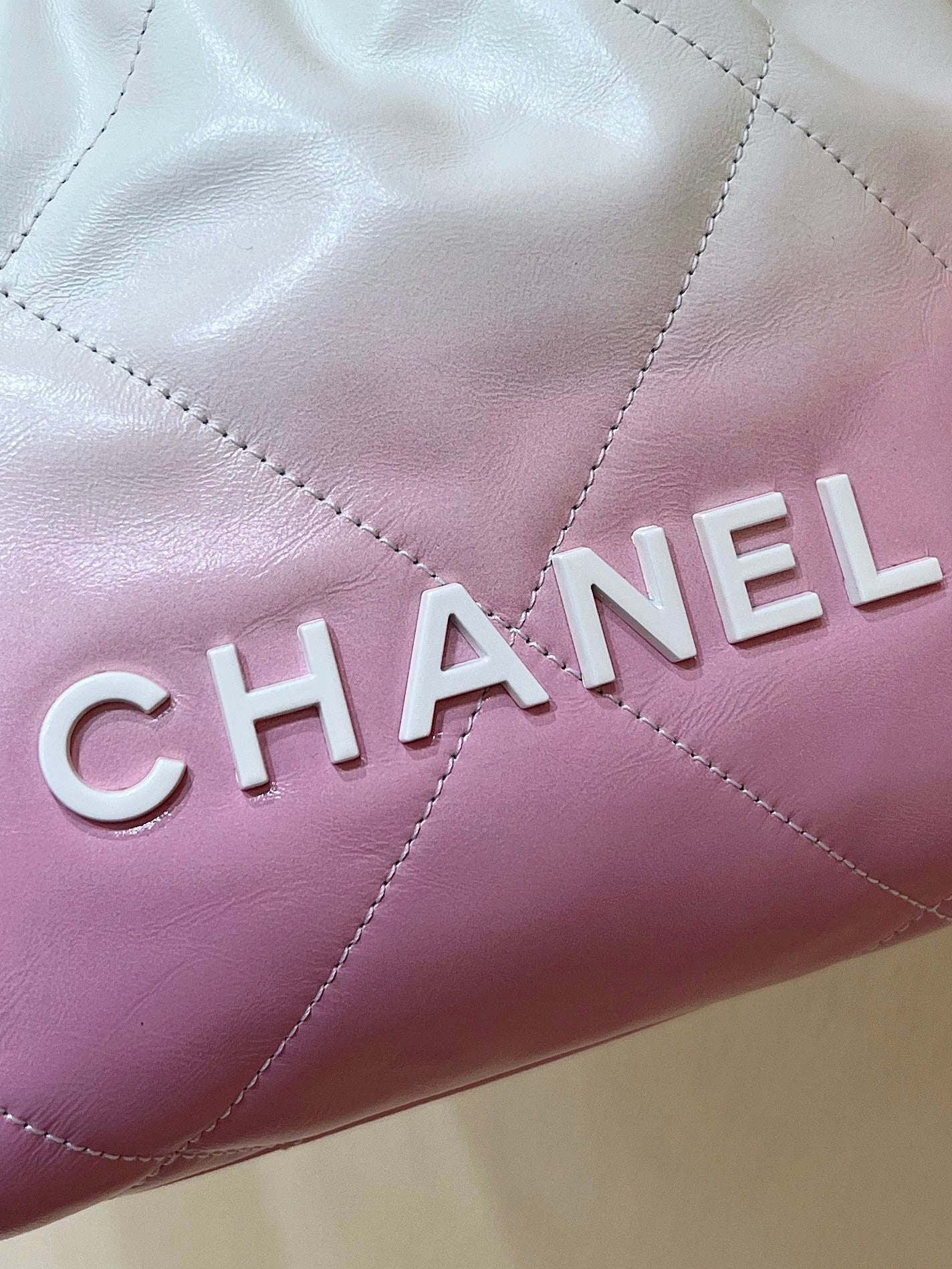 CC22 MINI HOBO BAG 20CM PINK WHITE LAMBSKIN SILVER HARDWARE