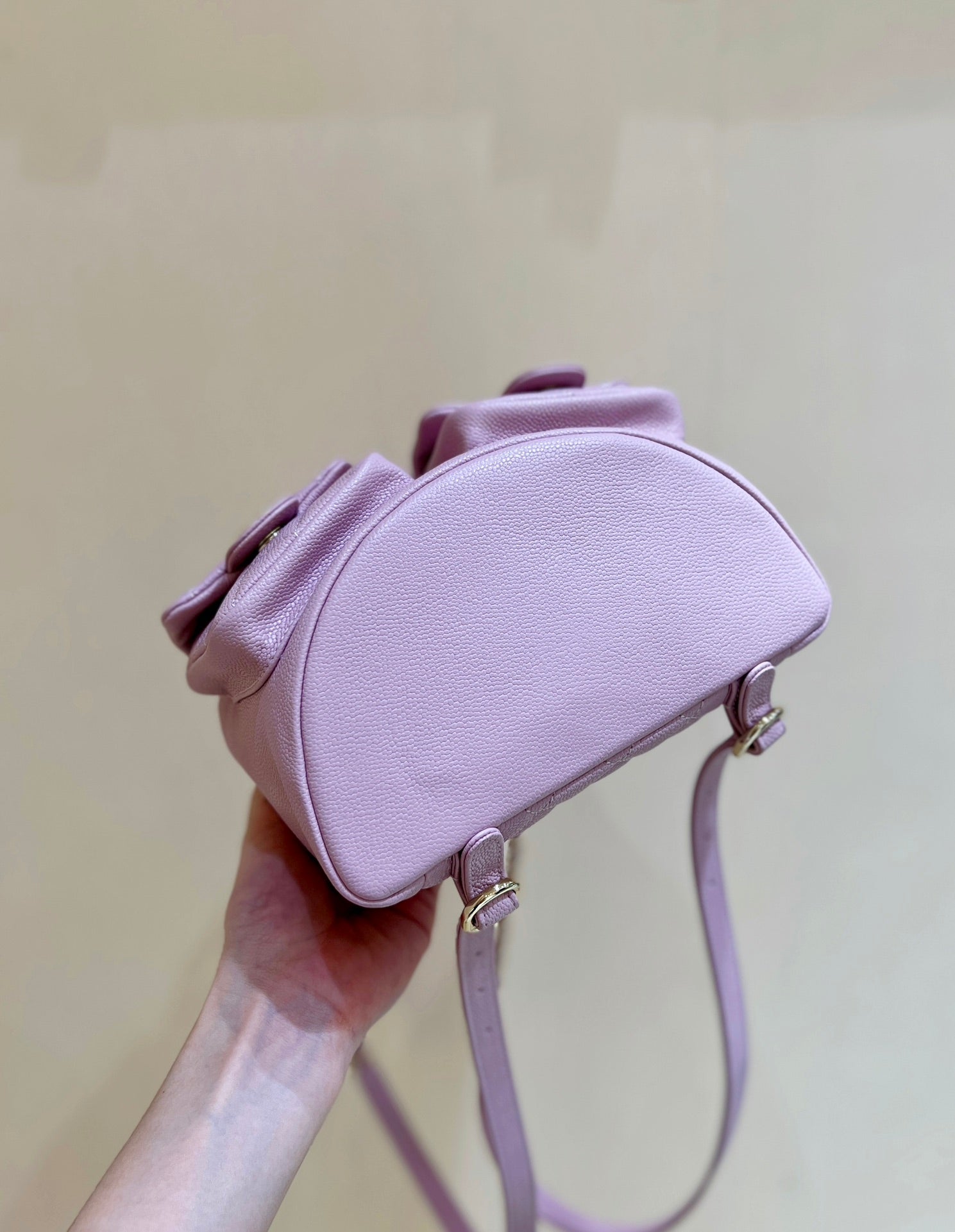 24A DUMA BACKPACK PURPLE CAVIAR LEATHER LIGHT GOLD HARDWARE